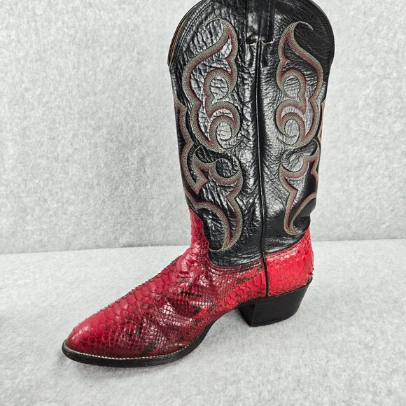 Nocona Python Boots Mens 9 D Cherry Red Black Snakeskin Western Cowboy Rodeo main image 13